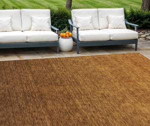 Homeroots 3' Beige Tan And Taupe Ombre Washable Area Rug - Stylish Design For Indoor And Outdoor Spaces 8' X 10' Polyester 588555