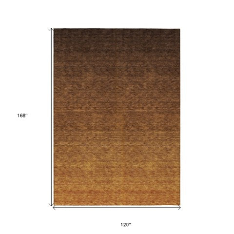 Homeroots 3' Beige Tan And Taupe Ombre Washable Area Rug - Stylish Design For Indoor And Outdoor Spaces 10' X 14' Polyester 588557