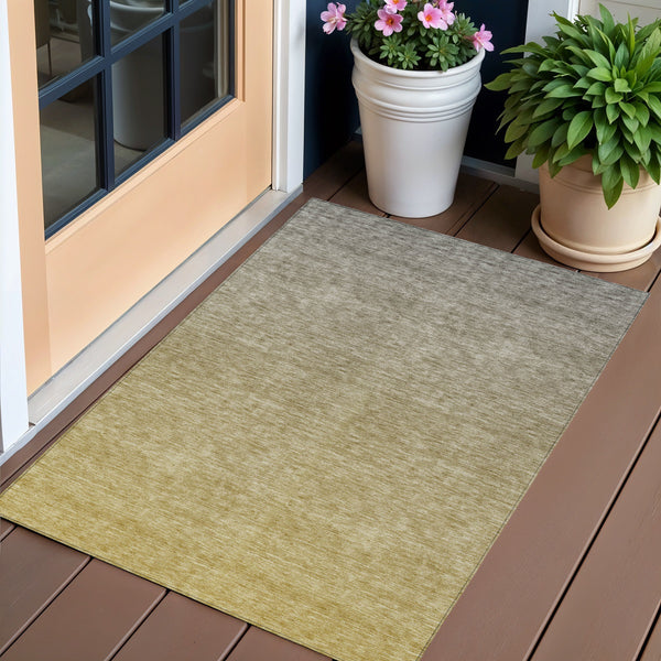 Homeroots 3' Beige Tan And Taupe Ombre Washable Area Rug - Stylish Design For Indoor And Outdoor Spaces 3' X 5' Polyester 588564
