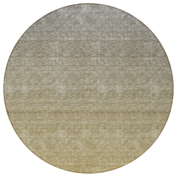 Homeroots 3' Beige Tan And Taupe Ombre Washable Area Rug - Stylish Design For Indoor And Outdoor Spaces 8' Round Polyester 588566