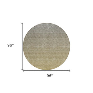 Homeroots 3' Beige Tan And Taupe Ombre Washable Area Rug - Stylish Design For Indoor And Outdoor Spaces 8' Round Polyester 588566