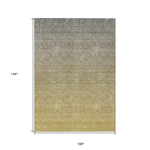 Homeroots 3' Beige Tan And Taupe Ombre Washable Area Rug - Stylish Design For Indoor And Outdoor Spaces 9' X 12' Polyester 588568