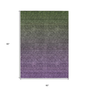 Homeroots 3' Beige Tan And Taupe Ombre Washable Area Rug - Stylish Design For Indoor And Outdoor Spaces 5' X 8' Polyester 588571