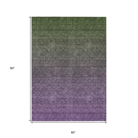 Homeroots 3' Beige Tan And Taupe Ombre Washable Area Rug - Stylish Design For Indoor And Outdoor Spaces 5' X 8' Polyester 588571