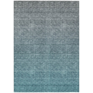 HomeRoots 5' Modern Ombre Area Rug in Teal Blue Gray Charcoal - Washable, Stain-Resistant, Indoor/Outdoor Use 5' X 8' 588577