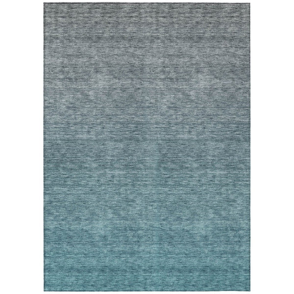 HomeRoots 5' Modern Ombre Area Rug in Teal Blue Gray Charcoal - Washable, Stain-Resistant, Indoor/Outdoor Use 8' X 10' 588579