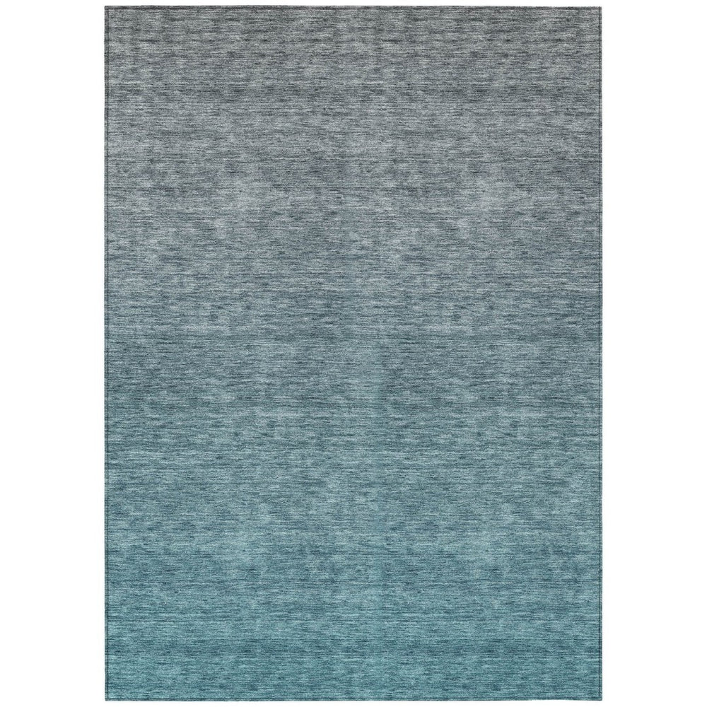 HomeRoots 9' Ombre Area Rug in Teal, Blue-Gray, and Charcoal – Durable, Washable, Indoor/Outdoor Design 9' X 12' 588580