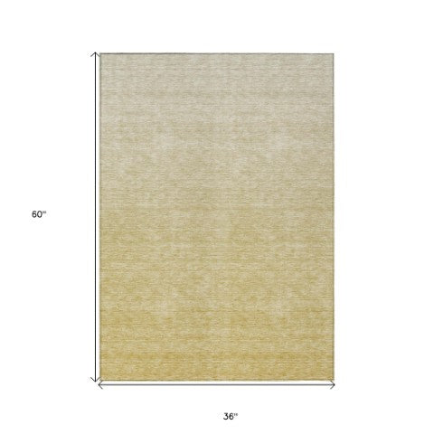 Homeroots 3' Beige Tan And Taupe Ombre Washable Area Rug - Stylish Design For Indoor And Outdoor Spaces 3' X 5' Polyester 588582