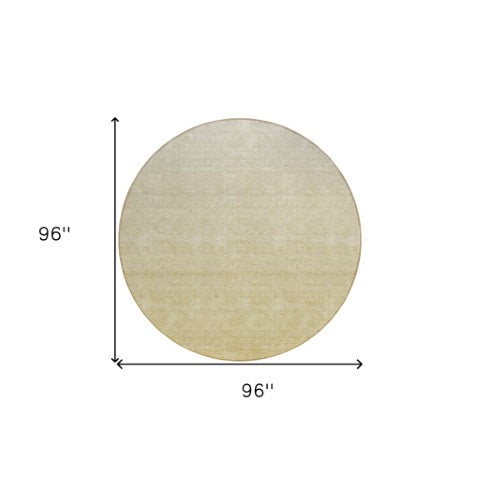 Homeroots 3' Beige Tan And Taupe Ombre Washable Area Rug - Stylish Design For Indoor And Outdoor Spaces 8' Round Polyester 588584