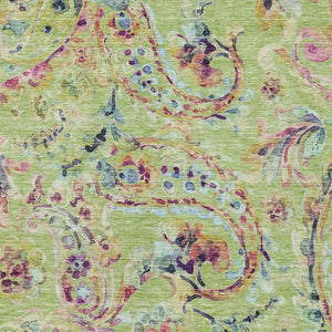 Homeroots 3' Artichoke Green And Pink Paisley Washable Area Rug - Perfect For Indoor And Outdoor Spaces! 3' X 5' Polyester 588588