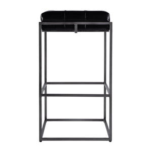 Butler Specialty Butler Stylish Tufted Leather And Iron Backless Bar Stool - 31" Height, Footrest, Black & Silver Black,Silver Iron,Leather,Engineered Wood 5886034-butler