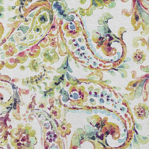 Homeroots 3' Artichoke Green And Pink Paisley Washable Area Rug - Perfect For Indoor And Outdoor Spaces! 5' X 8' Polyester 588619