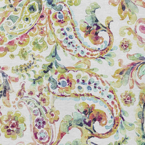 Homeroots 3' Artichoke Green And Pink Paisley Washable Area Rug - Perfect For Indoor And Outdoor Spaces! 8' X 10' Polyester 588621