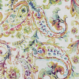 Homeroots 3' Artichoke Green And Pink Paisley Washable Area Rug - Perfect For Indoor And Outdoor Spaces! 9' X 12' Polyester 588622