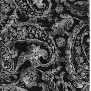 HomeRoots 5' Washable Indoor Outdoor Area Rug in Black Gray Charcoal Paisley - Stylish, Durable, Easy Clean 8' X 10' 588633