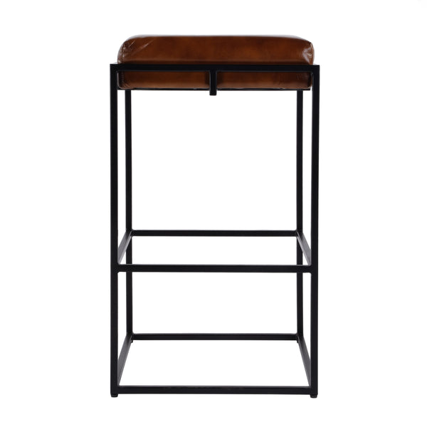Butler Specialty Company 31" Leather & Iron Backless Bar Stool - Stylish Comfort For Any Home Bar Brown,Black Iron,Leather,Engineered Wood 5886344-butler