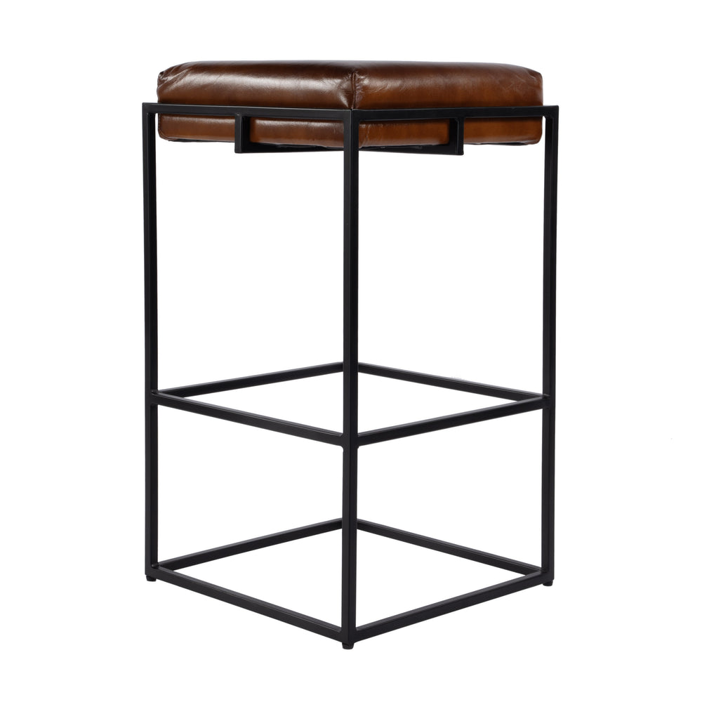 Butler Specialty Company 31" Leather & Iron Backless Bar Stool - Stylish Comfort For Any Home Bar Brown,Black Iron,Leather,Engineered Wood 5886344-butler