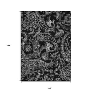 HomeRoots 9' Elegant Paisley Area Rug - Versatile Indoor/Outdoor Design, Durable, Washable, Modern Style 9' X 12' 588634