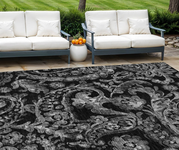 HomeRoots 9' Elegant Paisley Area Rug - Versatile Indoor/Outdoor Design, Durable, Washable, Modern Style 9' X 12' 588634