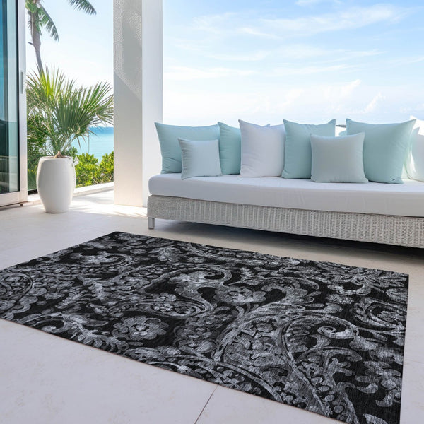HomeRoots 9' Elegant Paisley Area Rug - Versatile Indoor/Outdoor Design, Durable, Washable, Modern Style 9' X 12' 588634