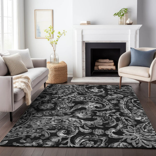 HomeRoots 9' Elegant Paisley Area Rug - Versatile Indoor/Outdoor Design, Durable, Washable, Modern Style 9' X 12' 588634