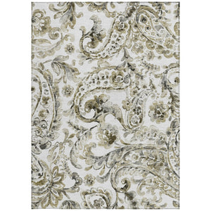 HomeRoots 5' Washable Indoor Outdoor Area Rug in Brown, Ivory & Tan Paisley - Durable & Stylish Décor Solution 5' X 8' 588637