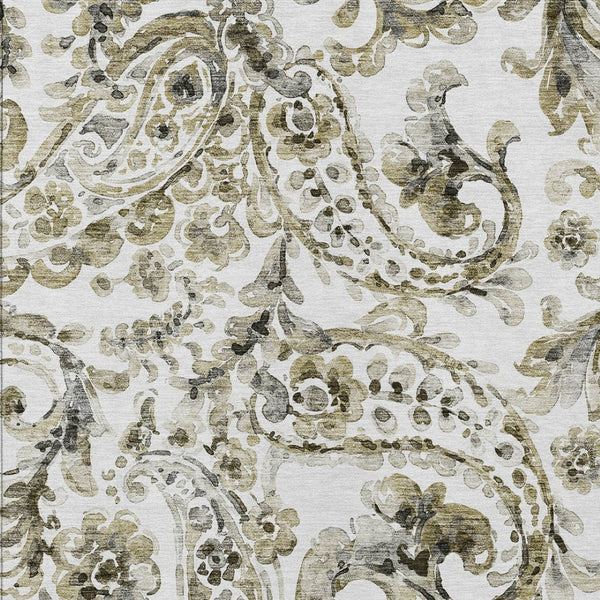 HomeRoots 5' Washable Indoor Outdoor Area Rug in Brown, Ivory & Tan Paisley - Durable & Stylish Décor Solution 8' X 10' 588639