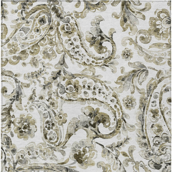 HomeRoots 9' Timeless Brown Ivory Tan Paisley Indoor Outdoor Rug - Durable, Washable, Family-Friendly Design 9' X 12' 588640
