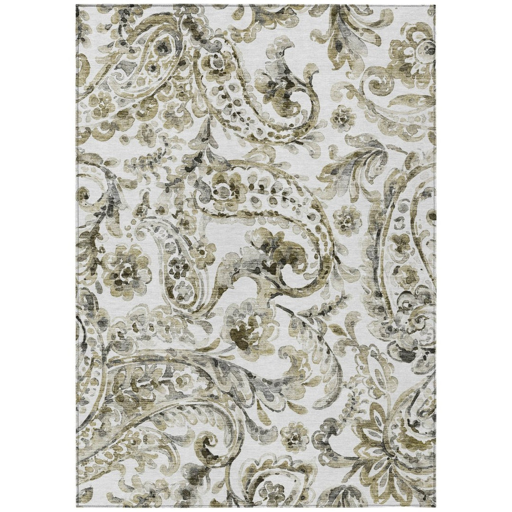 HomeRoots 9' Timeless Brown Ivory Tan Paisley Indoor Outdoor Rug - Durable, Washable, Family-Friendly Design 9' X 12' 588640