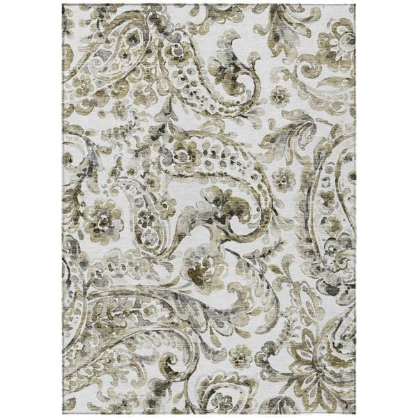 HomeRoots 9' Timeless Brown Ivory Tan Paisley Indoor Outdoor Rug - Durable, Washable, Family-Friendly Design 9' X 12' 588640