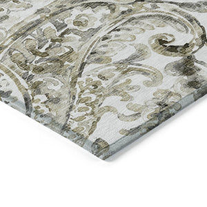 HomeRoots 9' Timeless Brown Ivory Tan Paisley Indoor Outdoor Rug - Durable, Washable, Family-Friendly Design 9' X 12' 588640