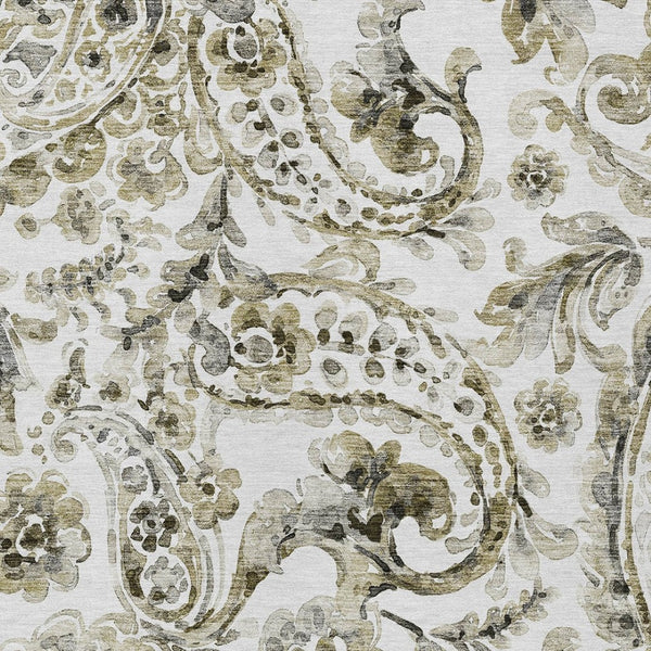 HomeRoots 9' Timeless Brown Ivory Tan Paisley Indoor Outdoor Rug - Durable, Washable, Family-Friendly Design 9' X 12' 588640