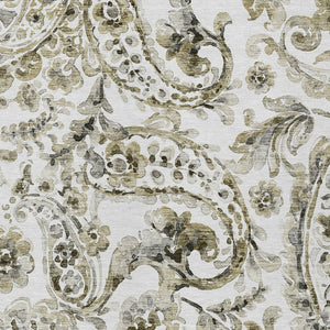 HomeRoots 5' Washable Indoor Outdoor Area Rug in Brown, Ivory & Tan Paisley - Durable & Stylish Décor Solution 10' X 14' 588641