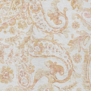HomeRoots 5' Coral Ivory Peach Paisley Area Rug - Stylish, Durable, Washable for Indoor & Outdoor Spaces 5' X 8' 588643