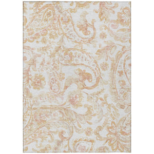 HomeRoots 5' Coral Ivory Peach Paisley Area Rug - Stylish, Durable, Washable for Indoor & Outdoor Spaces 8' X 10' 588645