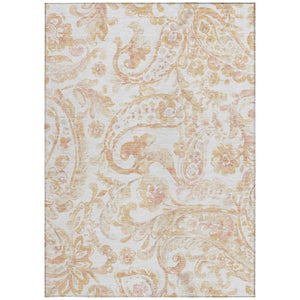 HomeRoots 5' Coral Ivory Peach Paisley Area Rug - Stylish, Durable, Washable for Indoor & Outdoor Spaces 8' X 10' 588645