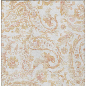 HomeRoots 9' Coral Ivory and Peach Paisley Area Rug - Stylish, Durable, and Machine Washable for Any Space 9' X 12' 588646