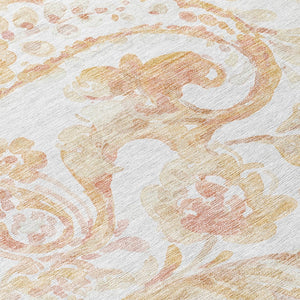 HomeRoots 9' Coral Ivory and Peach Paisley Area Rug - Stylish, Durable, and Machine Washable for Any Space 9' X 12' 588646