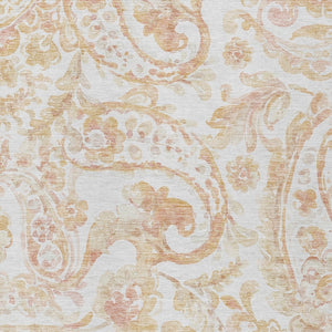 HomeRoots 5' Coral Ivory Peach Paisley Area Rug - Stylish, Durable, Washable for Indoor & Outdoor Spaces 10' X 14' 588647