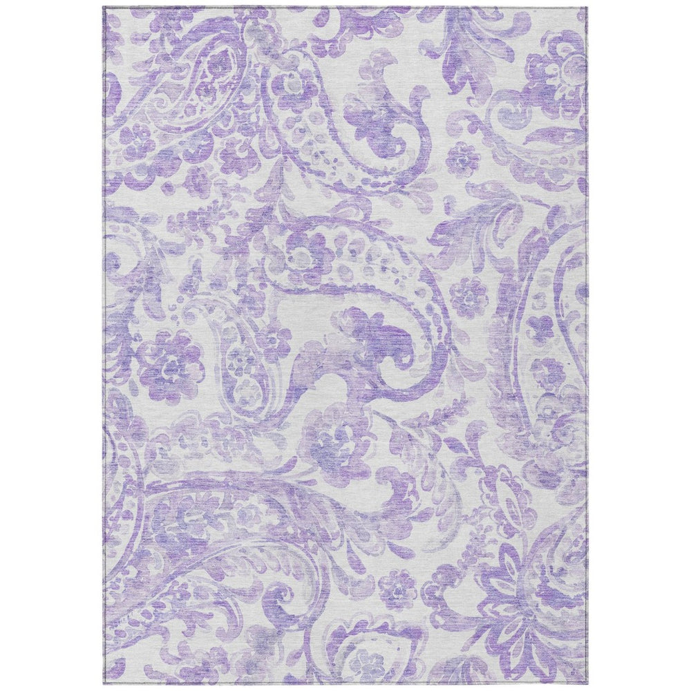 HomeRoots 5' Stylish Lavender Paisley Area Rug for Indoor & Outdoor Use - Durable, Washable, and Chic Décor 5' X 8' 588649