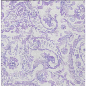 HomeRoots 5' Stylish Lavender Paisley Area Rug for Indoor & Outdoor Use - Durable, Washable, and Chic Décor 5' X 8' 588649