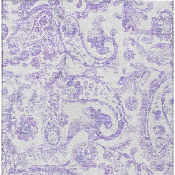 HomeRoots 5' Stylish Lavender Paisley Area Rug for Indoor & Outdoor Use - Durable, Washable, and Chic Décor 5' X 8' 588649
