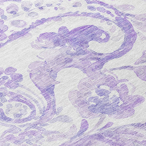 HomeRoots 5' Stylish Lavender Paisley Area Rug for Indoor & Outdoor Use - Durable, Washable, and Chic Décor 8' Round 588650