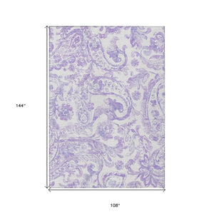 HomeRoots 9' Elegant Lavender Ivory Purple Paisley Indoor Outdoor Area Rug for Stylish Living Spaces 9' X 12' 588652