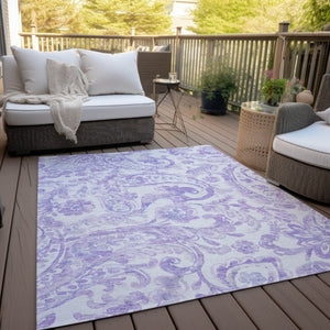 HomeRoots 9' Elegant Lavender Ivory Purple Paisley Indoor Outdoor Area Rug for Stylish Living Spaces 9' X 12' 588652