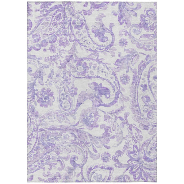 HomeRoots 9' Elegant Lavender Ivory Purple Paisley Indoor Outdoor Area Rug for Stylish Living Spaces 9' X 12' 588652