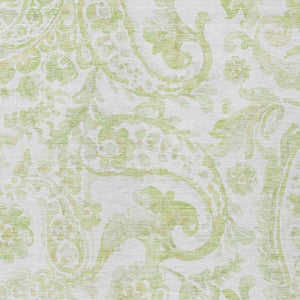 HomeRoots 5' Sage Green and Ivory Paisley Area Rug - Durable, Washable Design for Indoor and Outdoor Spaces 5' X 8' 588655