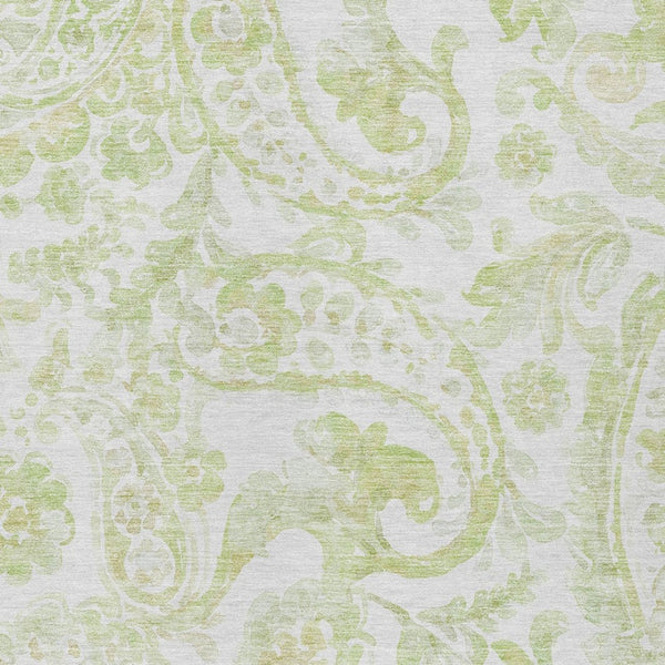HomeRoots 5' Sage Green and Ivory Paisley Area Rug - Durable, Washable Design for Indoor and Outdoor Spaces 5' X 8' 588655