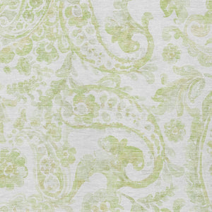 HomeRoots 5' Sage Green and Ivory Paisley Area Rug - Durable, Washable Design for Indoor and Outdoor Spaces 8' X 10' 588657