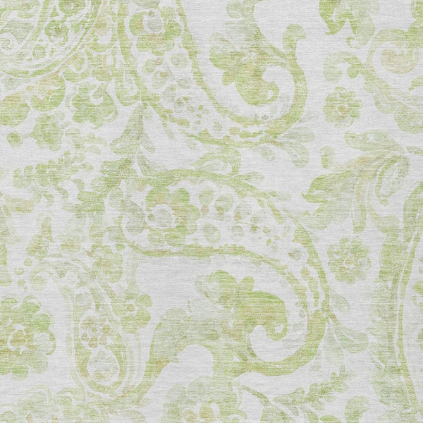 HomeRoots 5' Sage Green and Ivory Paisley Area Rug - Durable, Washable Design for Indoor and Outdoor Spaces 8' X 10' 588657